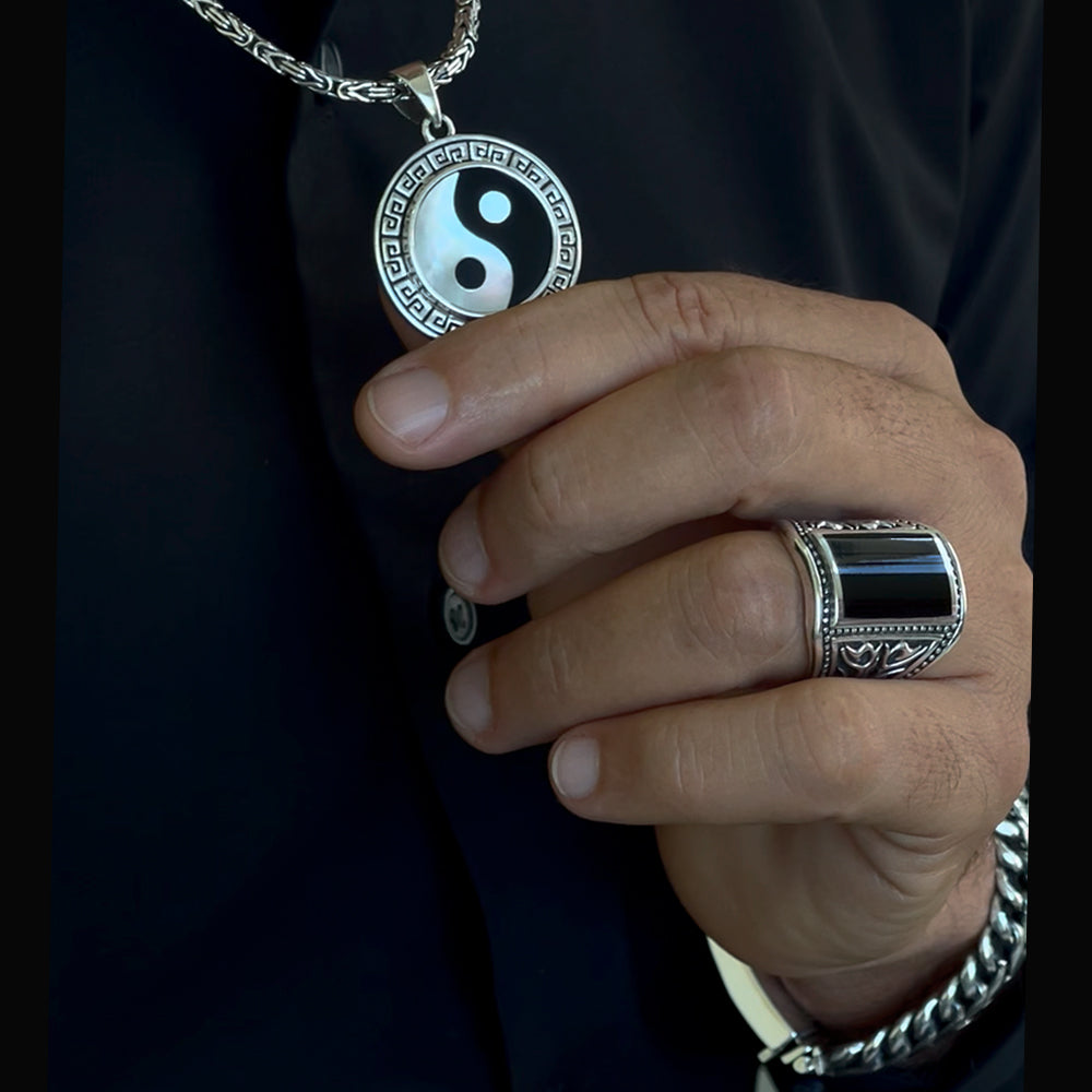 תליון כסף 925 - B&W Yin & Yang
